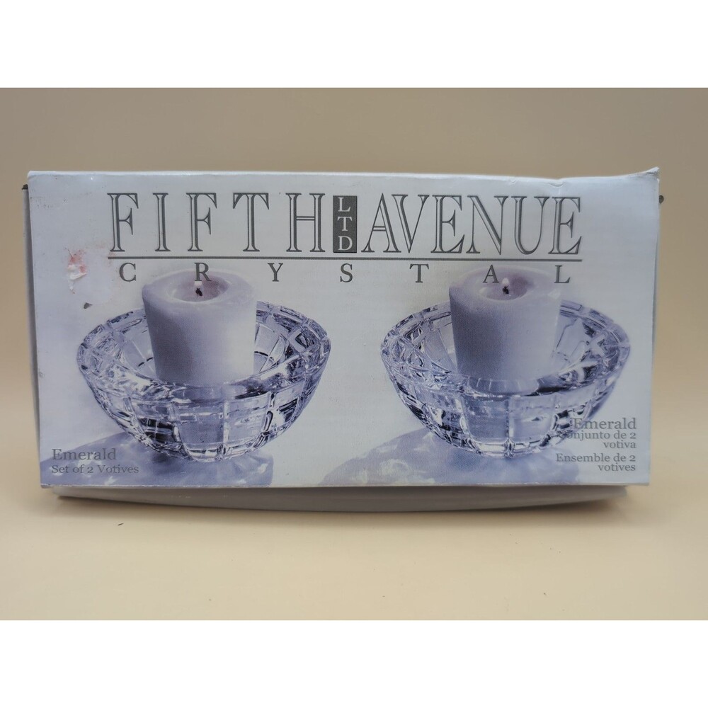 Fifth Avenue Crystal LTD Emerald Votive Tea Light Candle Holders - Set of 2